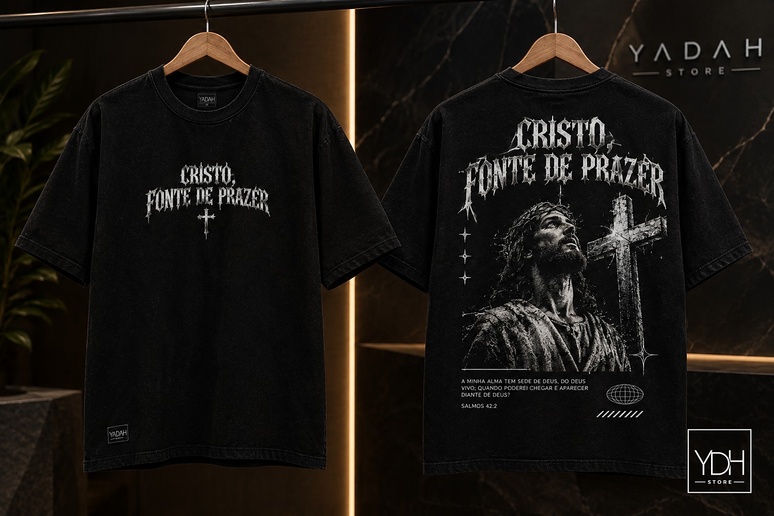 Camiseta Cristo, fonte de prazer, frente e costas