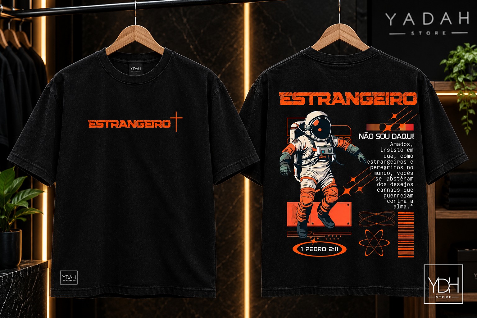 Camiseta Estrangeiro, frente e costas