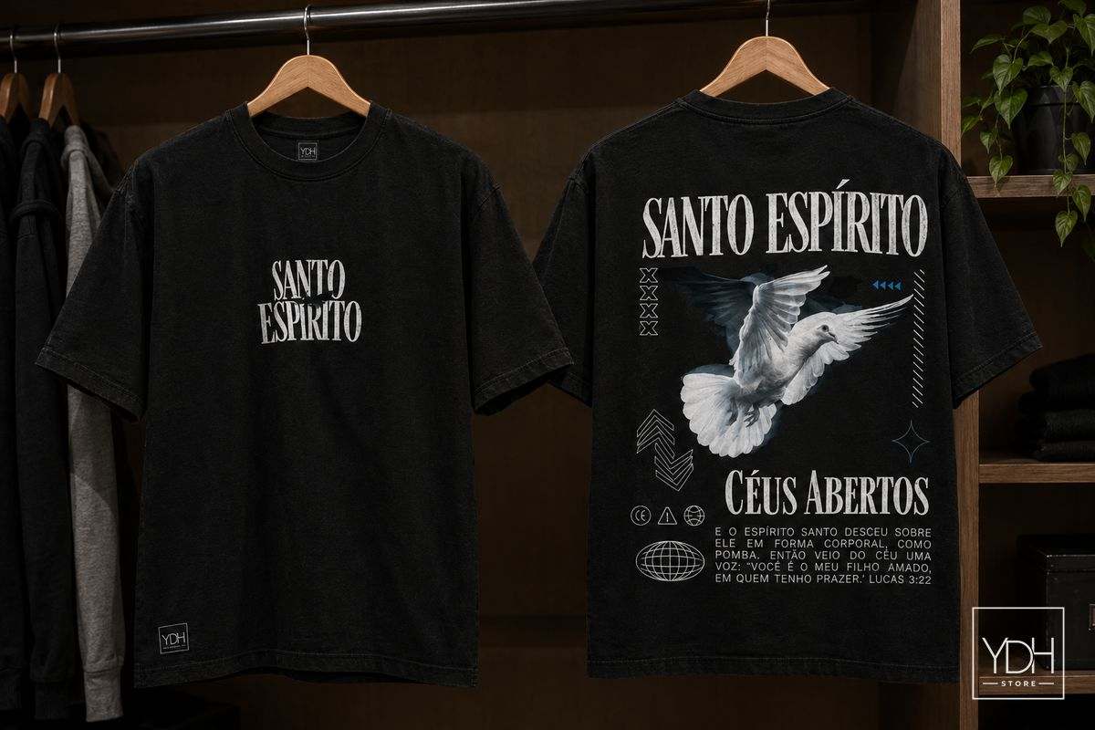 Camiseta Santo Espírito, frente e costas