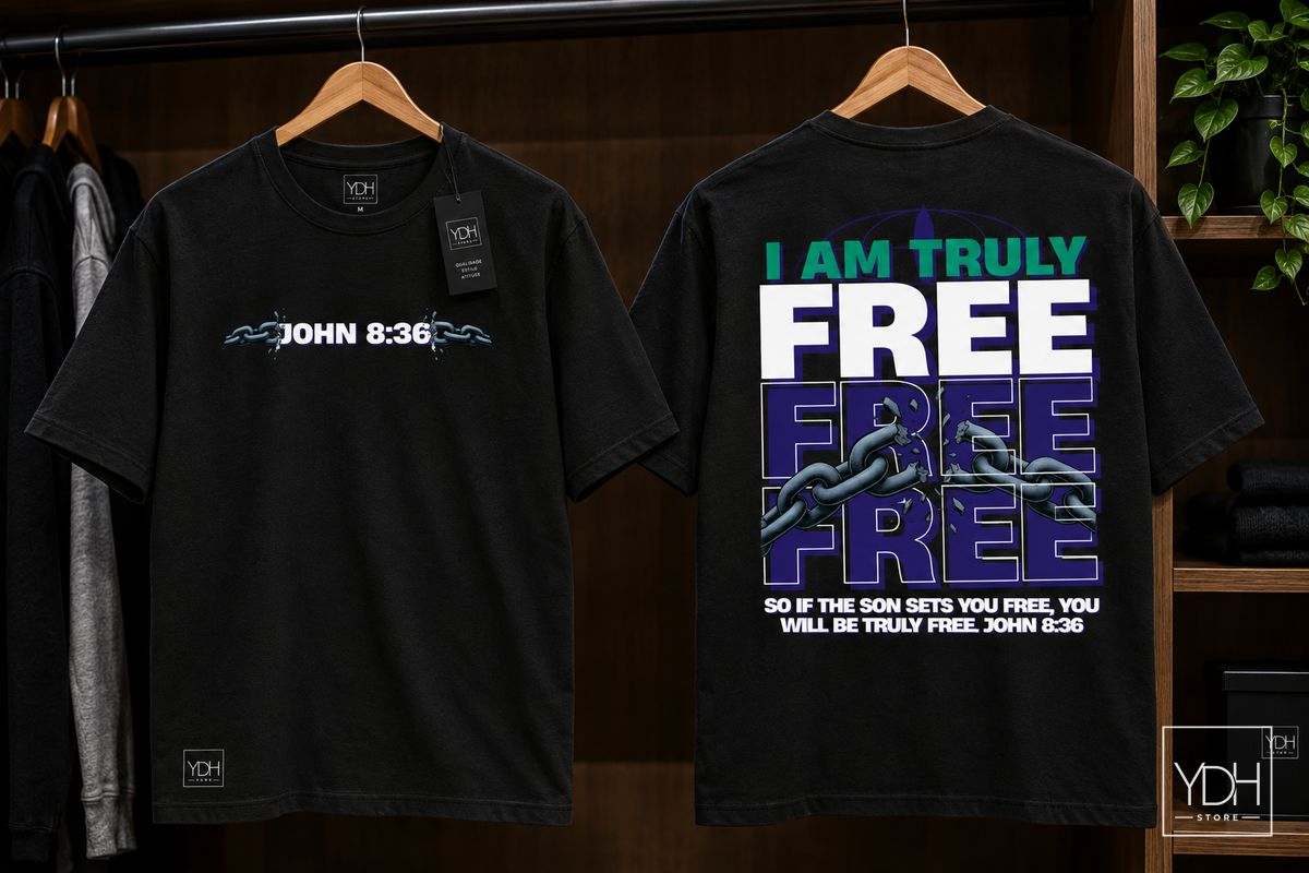 Camiseta I Am Truly Free, frente e costas